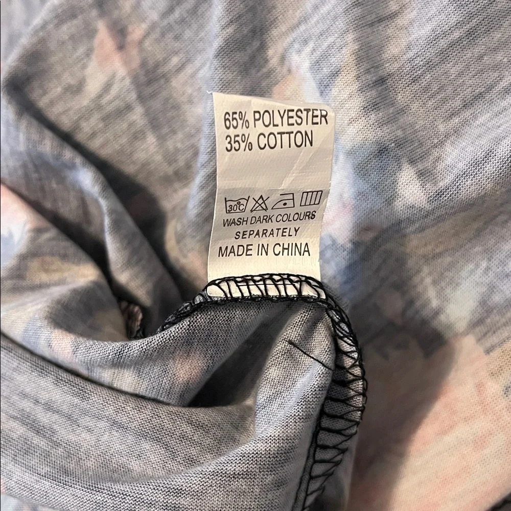 Black Floral Short Sleeve Dress Tie Waist Casual Size S - Picture 6 of 6